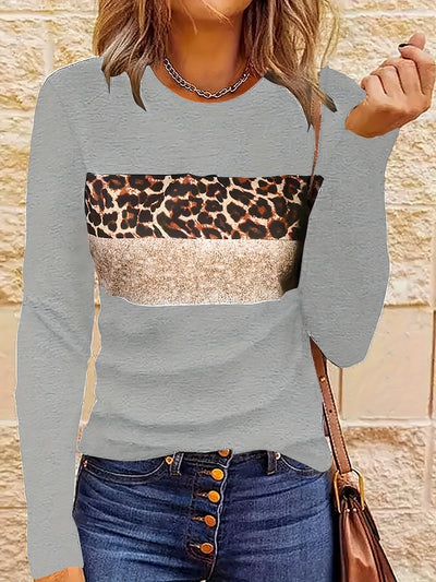 Agustina® | Women's leopard print long sleeve shirt
