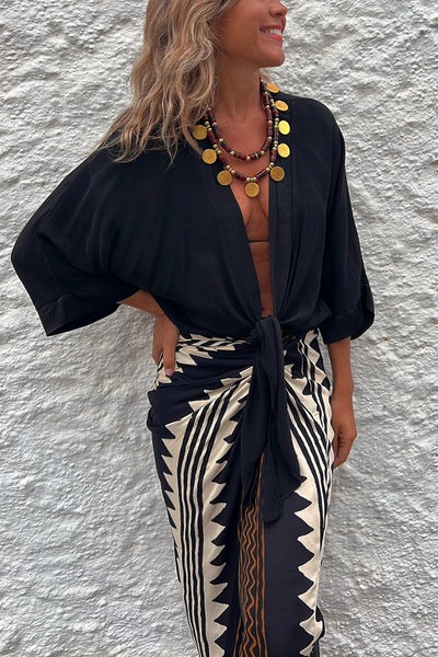 Amelia® | Summer Mood relaxed satin blouse with tie front