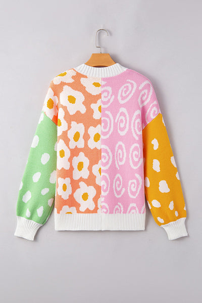 Madeleine® | Mixed floral and polka dot open front cardigan