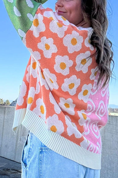 Madeleine® | Mixed floral and polka dot open front cardigan