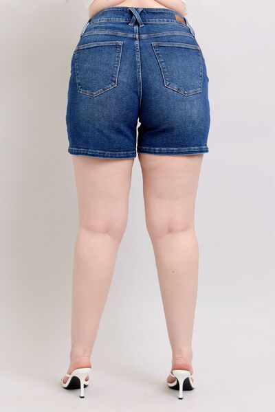 Madeleine® | Full size plus size double button waist denim shorts