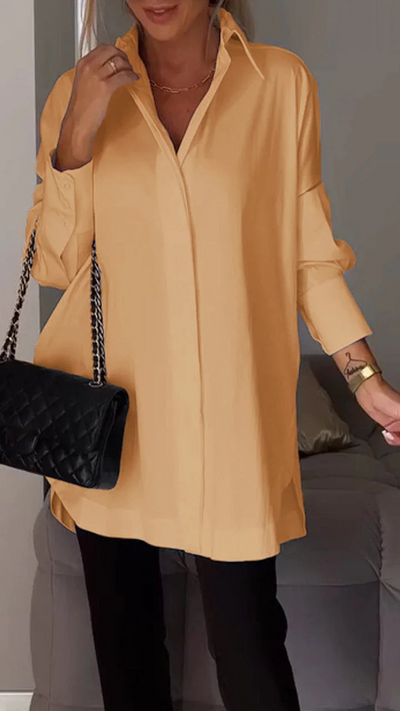 Brookleigh® | Elegant Oversized Shirt Blouse With Rolled Up Sleeves