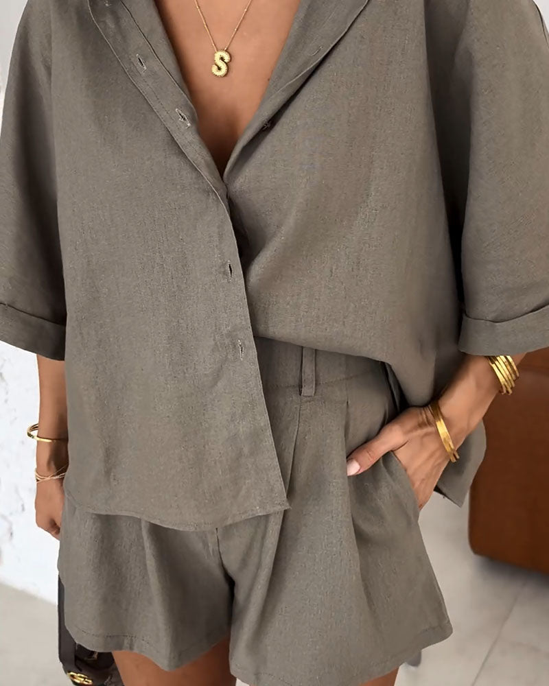Jayla® | Linen Blouse And Shorts
