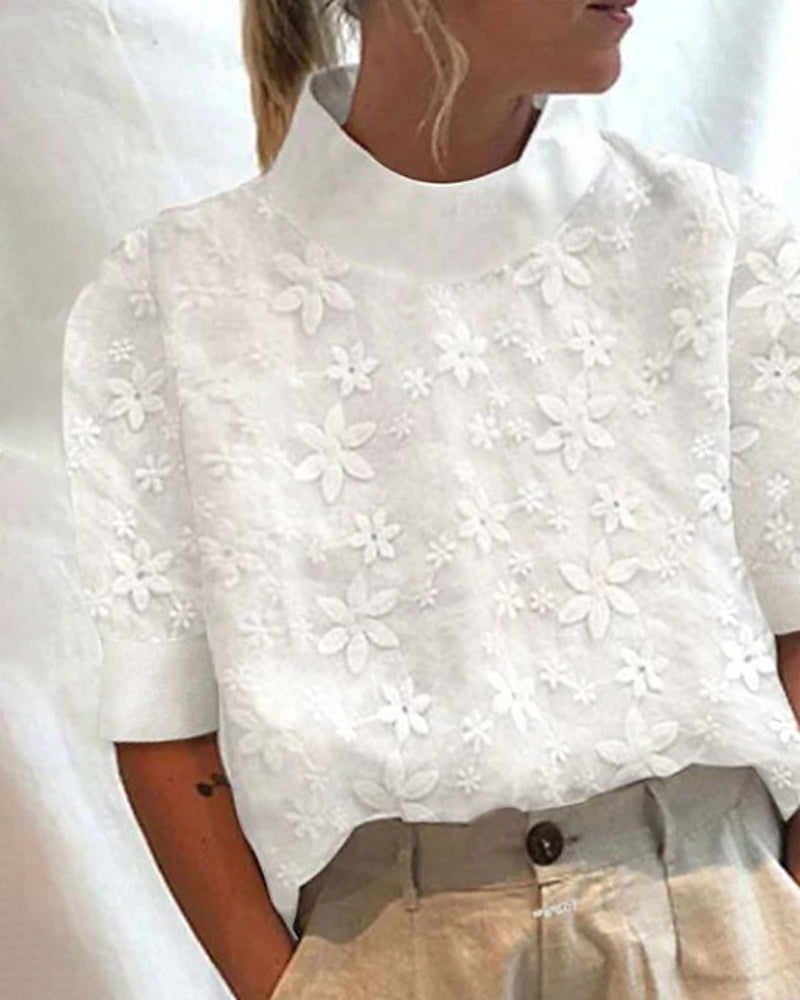 Amicia® | Trending Cotton Blouse With Stand-Up Collar