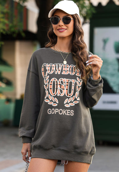 Amelie® | Long sleeve crew neck sweatshirt with letter graphic