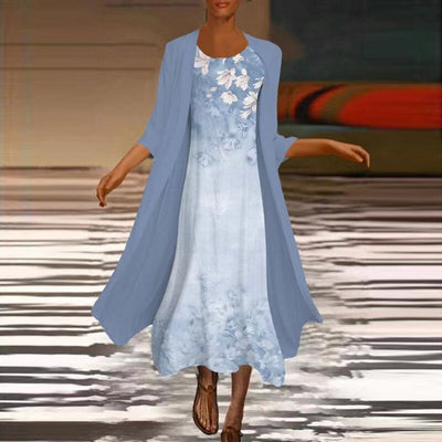 Yoselin® | Fashionable Long Dress With Matching Blouse Jacket For Women