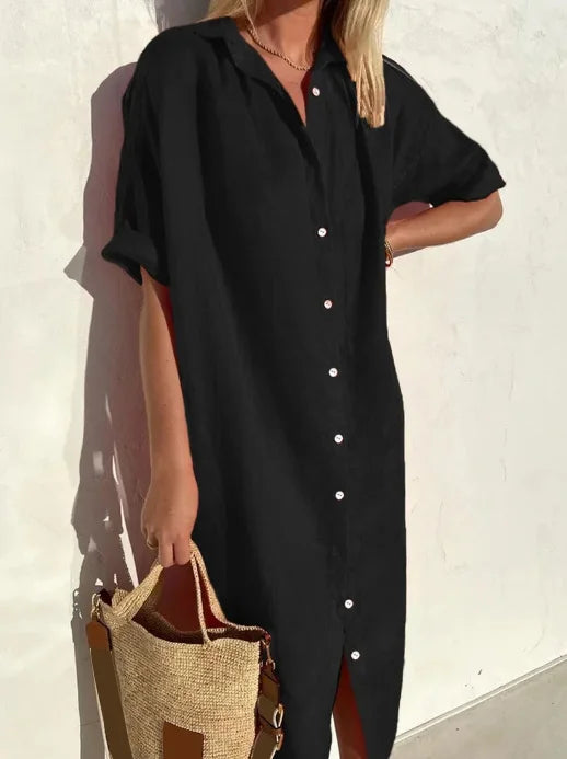 Alberta® | Trendy And Comfortable Linen Shirt Dress
