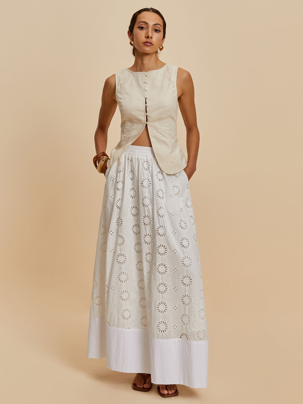 Anabella® | Casual Sleeveless Blouse Made Of Cotton And Linen