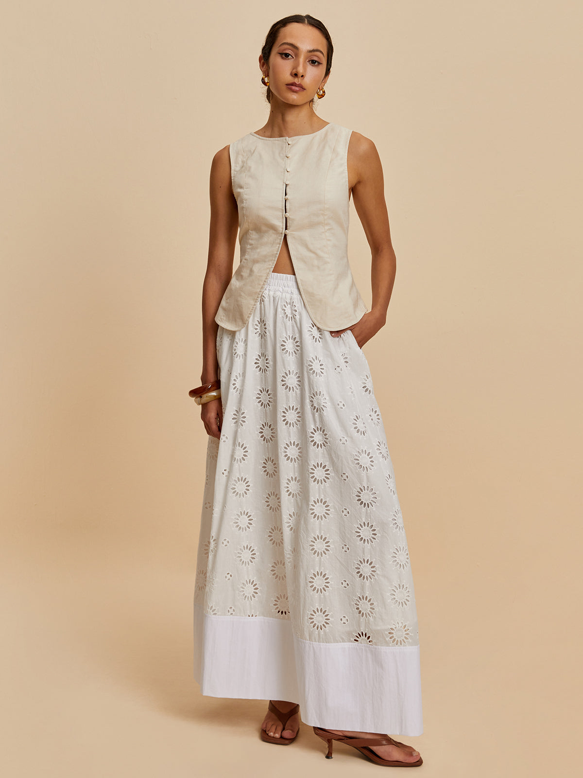 Anabella® | Casual Sleeveless Blouse Made Of Cotton And Linen