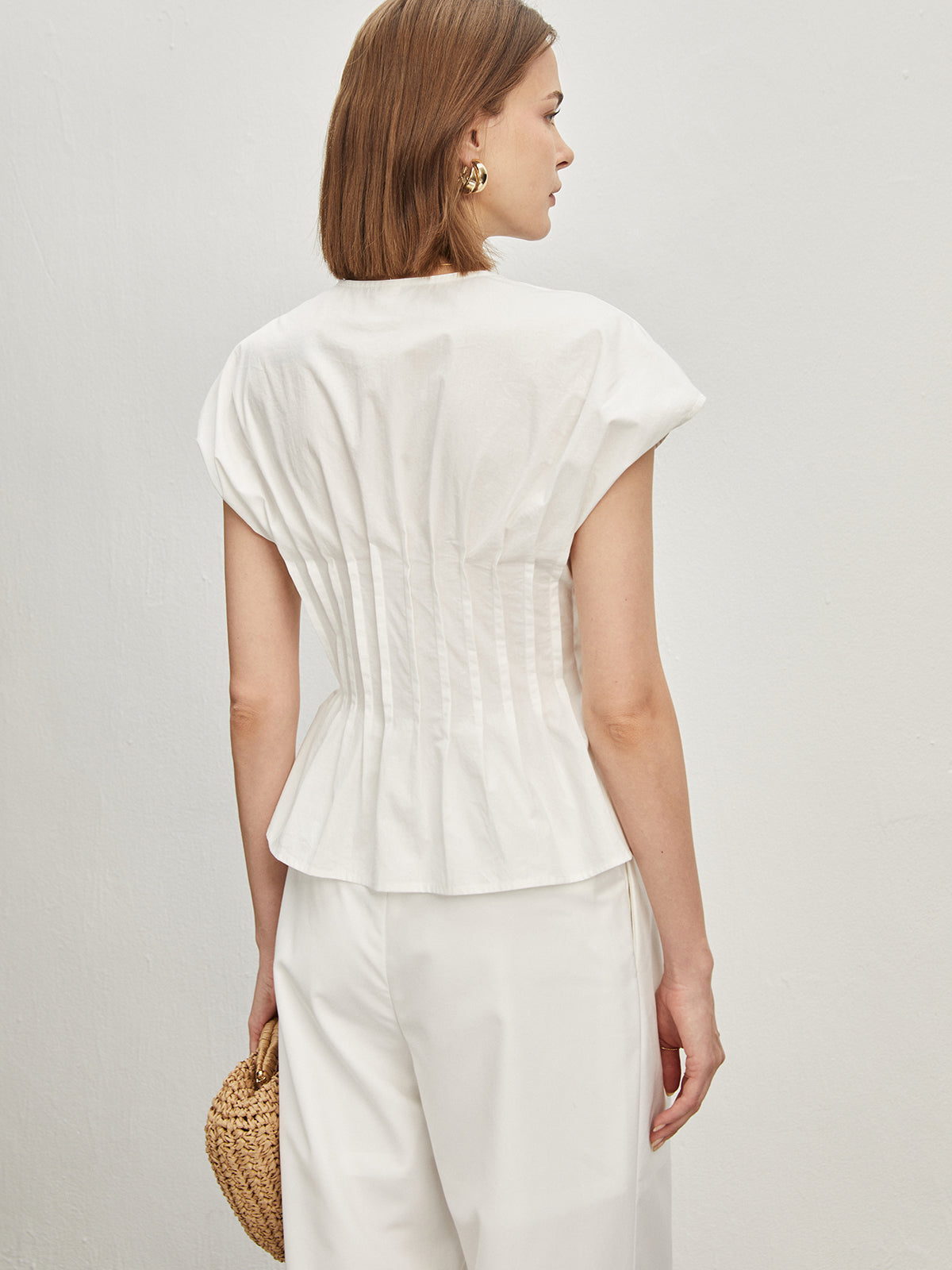 Amira® | Pleated Cotton Blouse With Knots