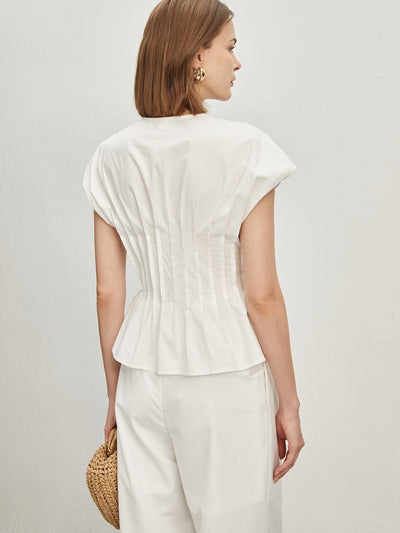 Amira® | Pleated Cotton Blouse With Knots