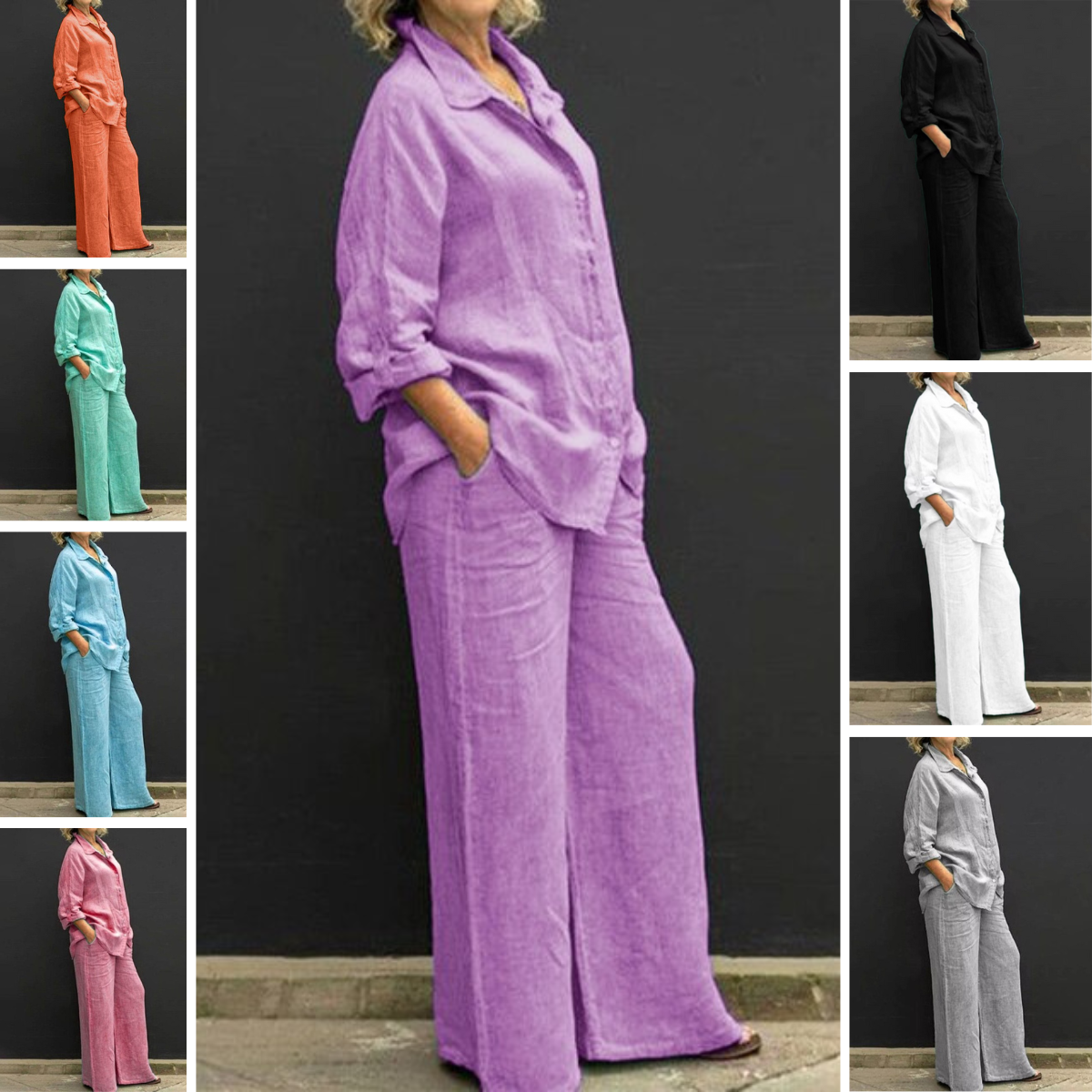 Giannina® | Blouse With Vintage Sleeves And Buttons And Loose Straight Trousers