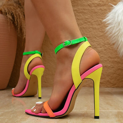 Georgina® | Colorful High Heel Sandals With Neon Straps