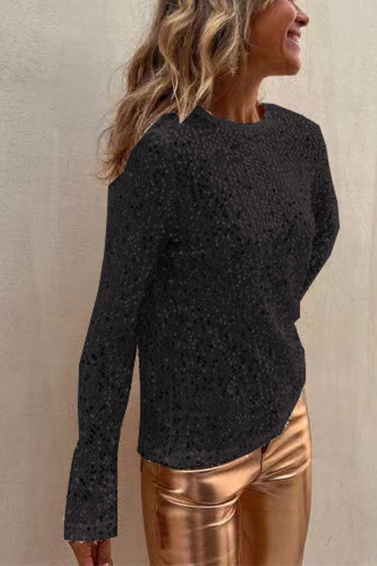 Sofia® | Long-sleeved shirt with sequins and a crew neck