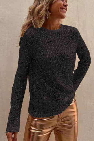 Sofia® | Long-sleeved shirt with sequins and a crew neck