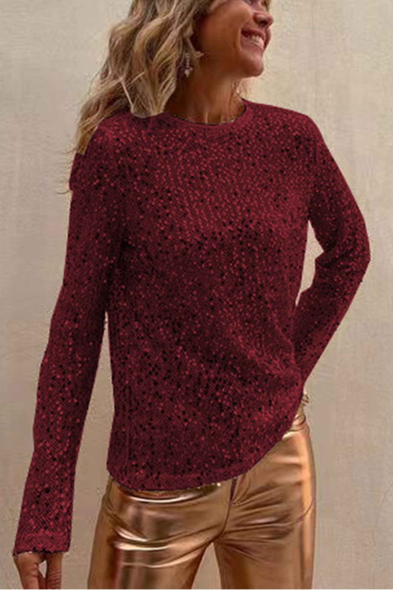 Sofia® | Long-sleeved shirt with sequins and a crew neck