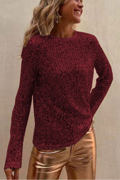 Sofia® | Long-sleeved shirt with sequins and a crew neck