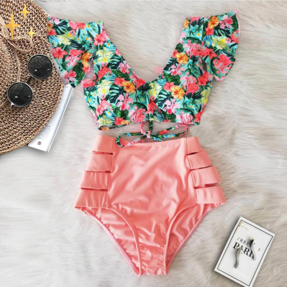Laura® | High waisted bikini bottom and top