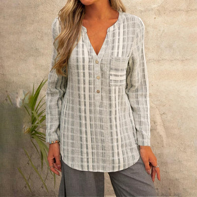 Macy® | Casual Loose Long Sleeve V Neck Blouse