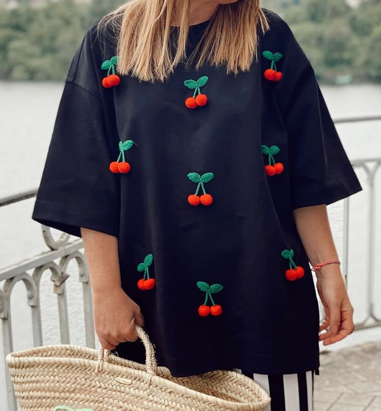 Ariana® | Black shirt with cherries