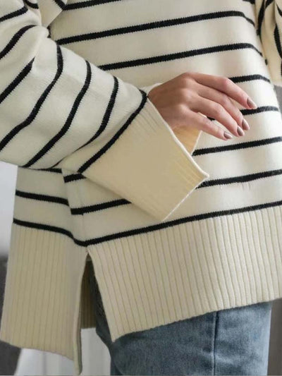 Angeline's® | Striped mesh Ivy blouse with zip neckline