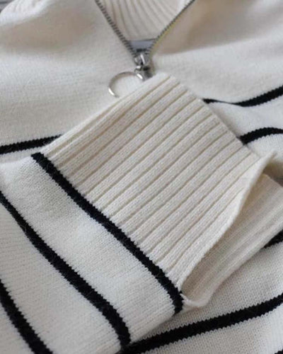 Angeline's® | Striped mesh Ivy blouse with zip neckline