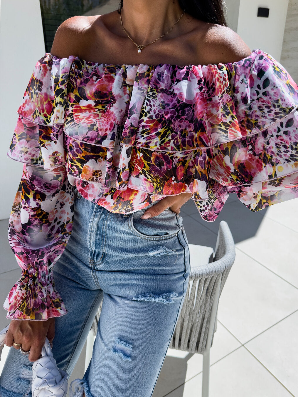 Aída® | Women'S Ruffle-Style Blouse With Floral Pattern