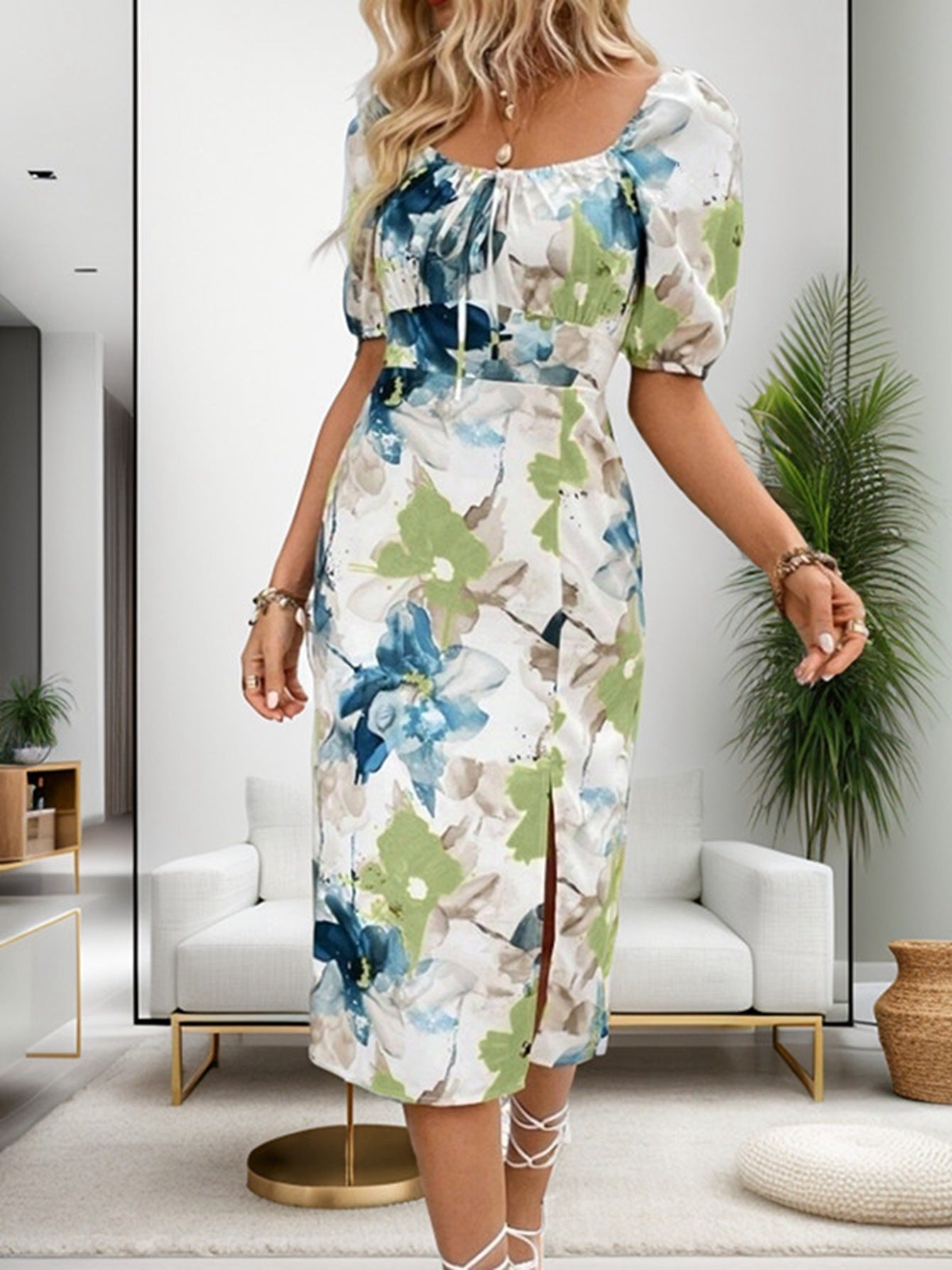 Krystel® | Women'S Flower Print Midi Dresses
