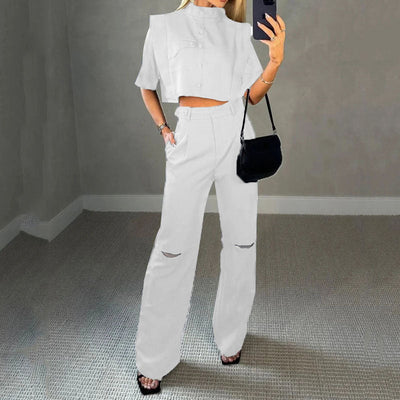 Ariana® | Short blouse and high waist trousers