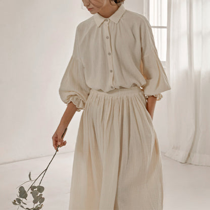 Kaia® | Blouse And Pleated Midi Skirt Set
