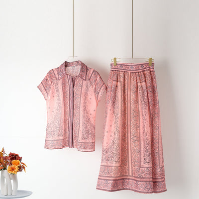 Angela® | Impera printed blouse and falda set