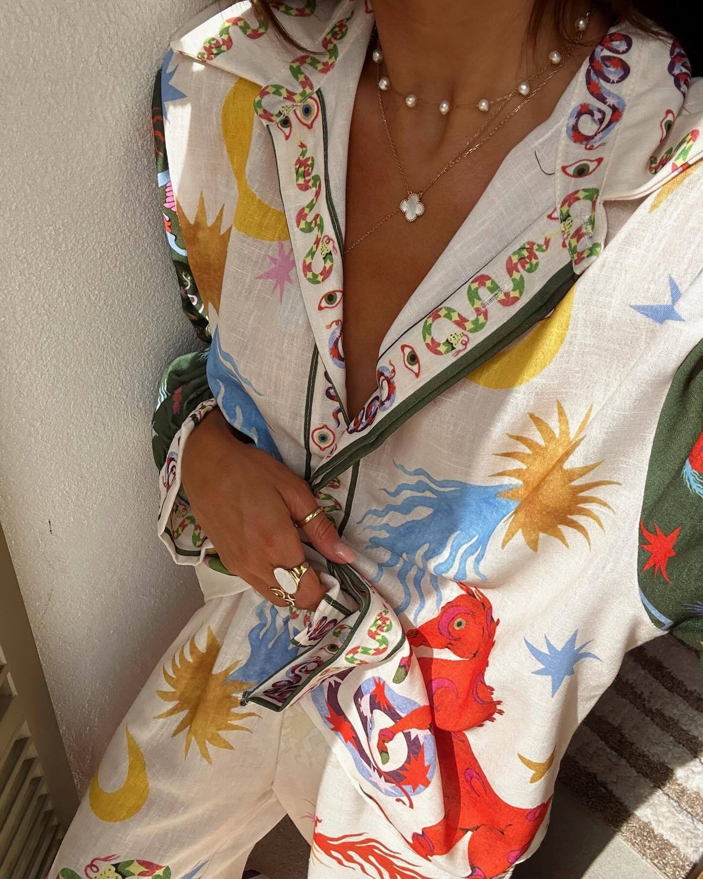 Guadalupe® | Lucille bohemian print shirt and trousers set