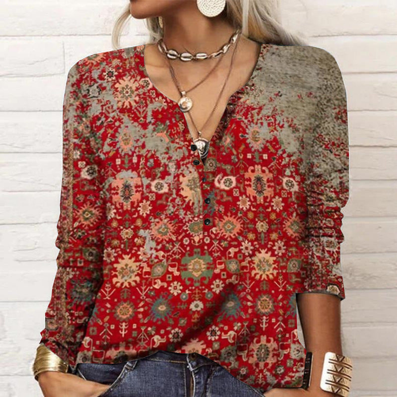 Esther® | Women'S Blouse With Floral Design And V-Neck