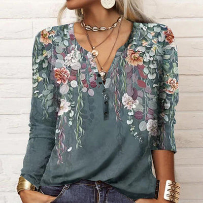 Esther® | Women'S Blouse With Floral Design And V-Neck