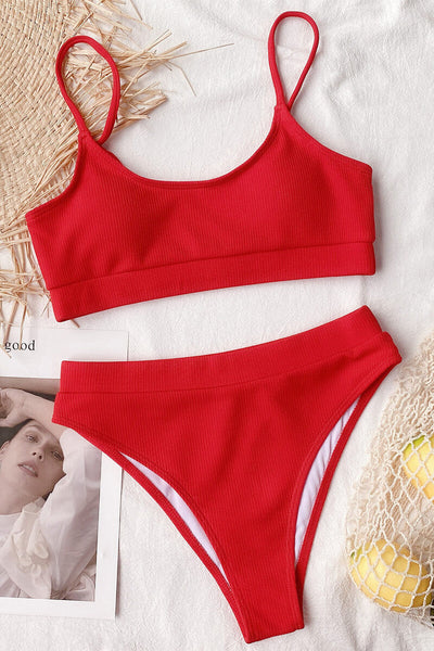 Elda® | Striped top and thong bikini with structured bottoms