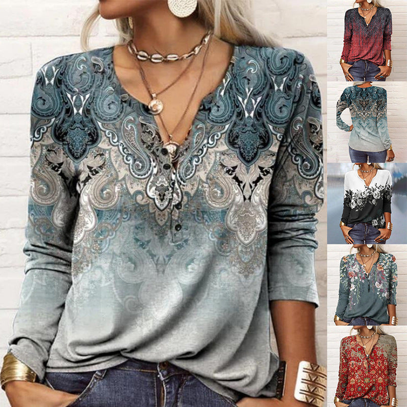 Esther® | Women'S Blouse With Floral Design And V-Neck