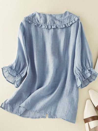Alina® | Women'S Button Down Ruffle Neck Shirt