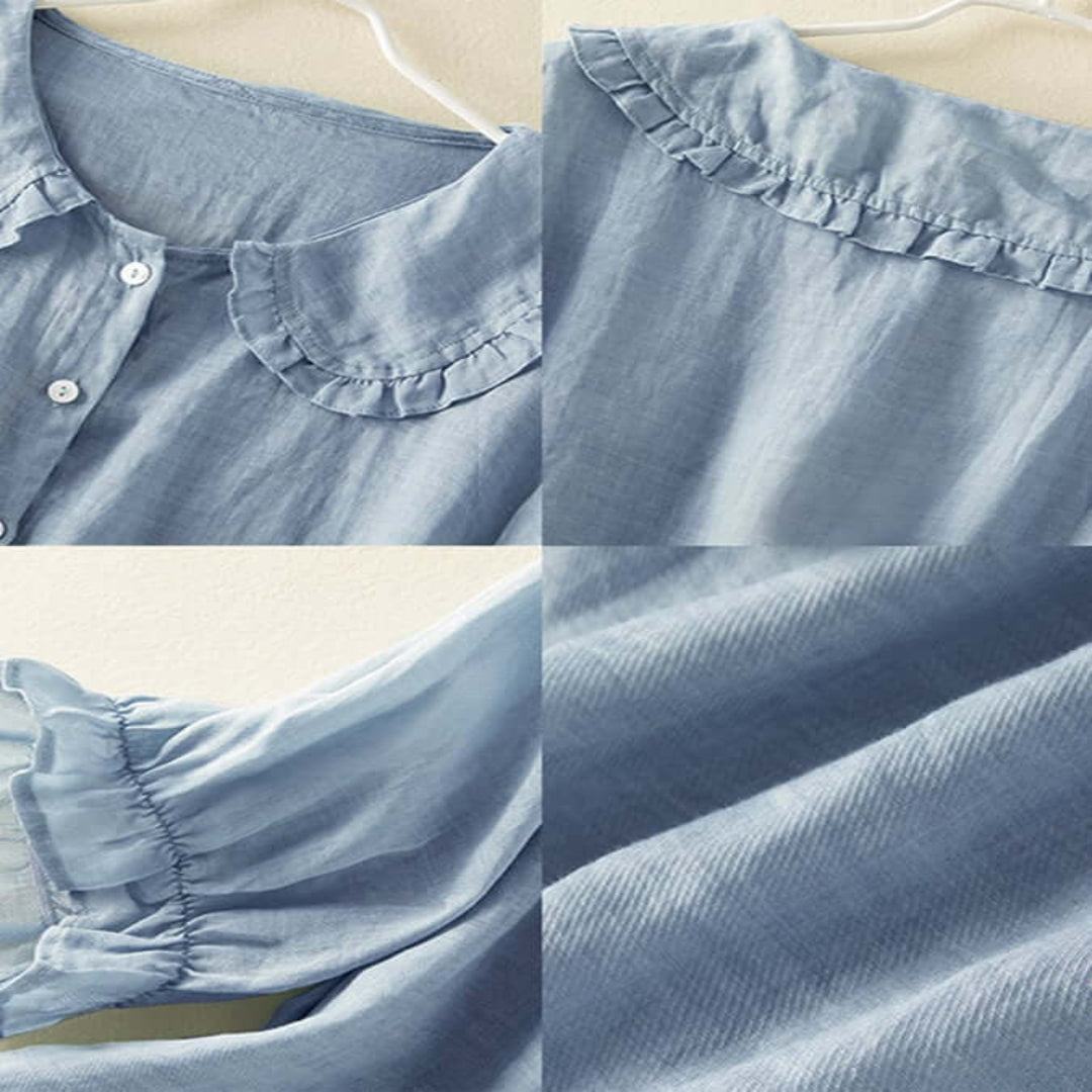 Alina® | Women'S Button Down Ruffle Neck Shirt