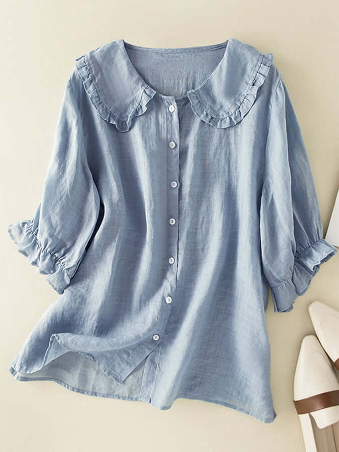 Alina® | Women'S Button Down Ruffle Neck Shirt