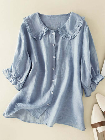 Alina® | Women'S Button Down Ruffle Neck Shirt