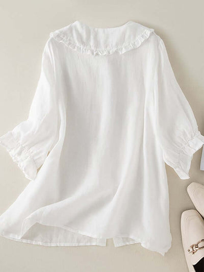 Alina® | Women'S Button Down Ruffle Neck Shirt