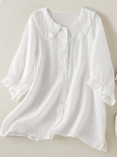 Alina® | Women'S Button Down Ruffle Neck Shirt
