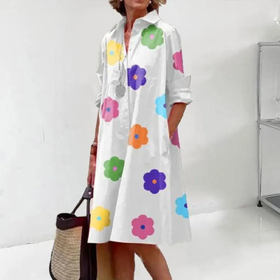 Alba® | Women's midi shirt dress with button placket