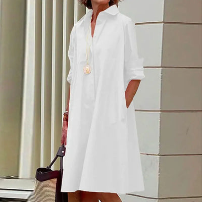 Alba® | Women's midi shirt dress with button placket