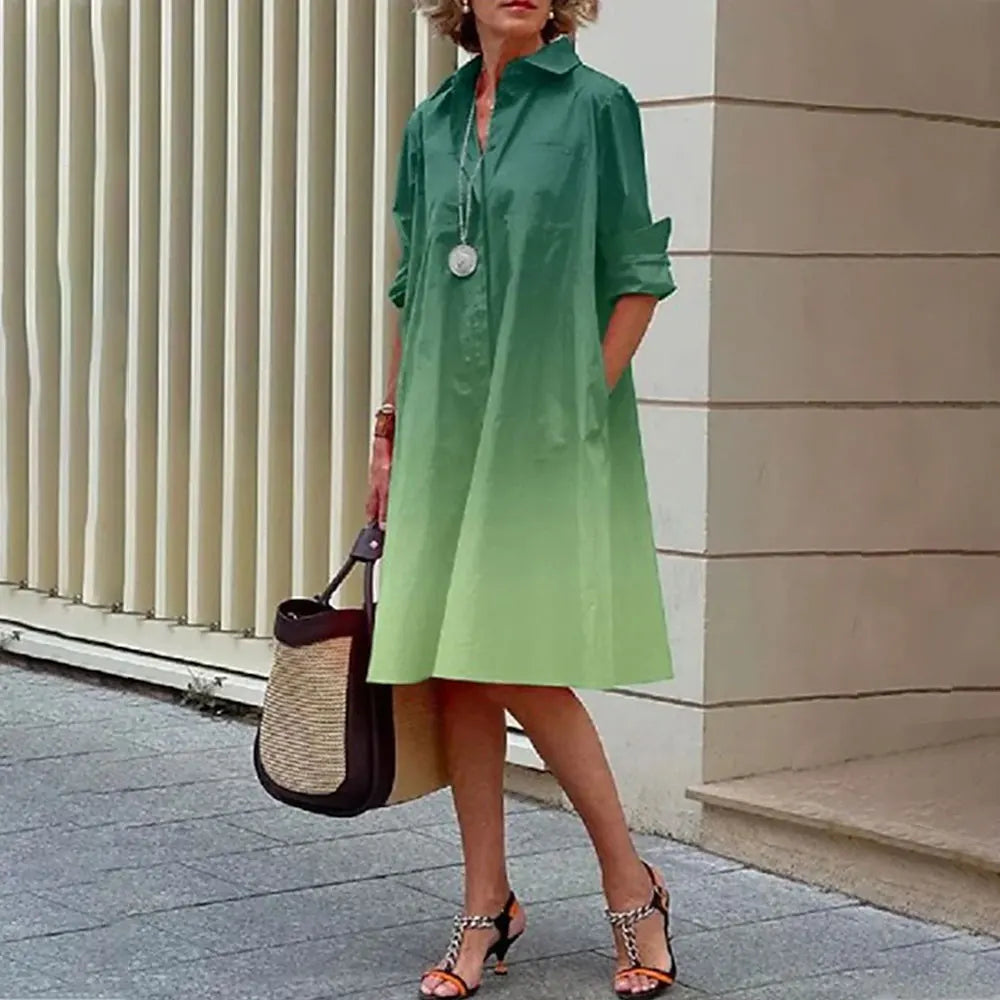 Alba® | Women's midi shirt dress with button placket