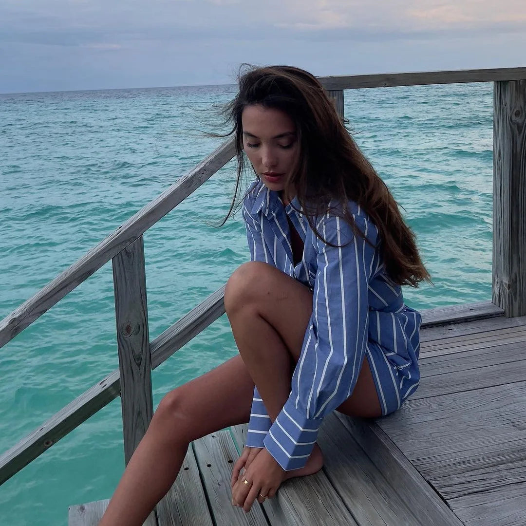 Ariana® | Stylish striped cotton shirt and shorts set