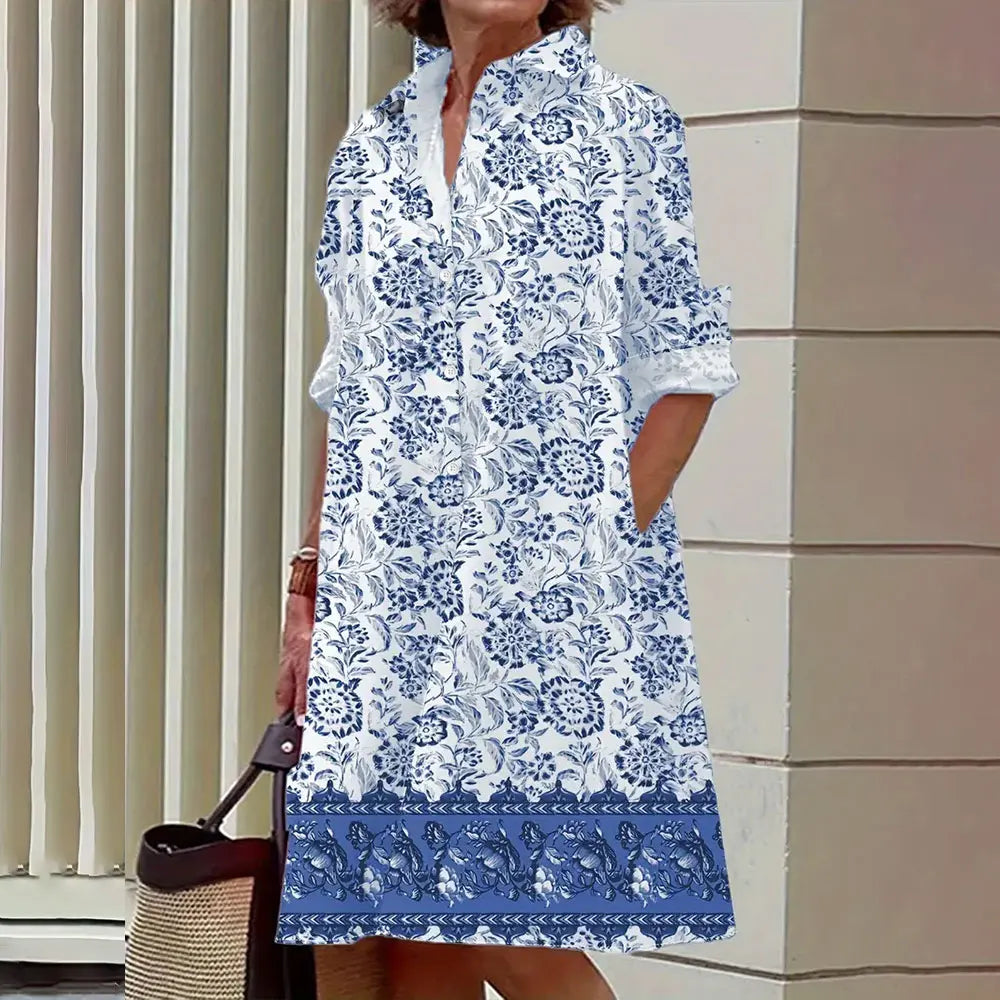 Alba® | Women's midi shirt dress with button placket