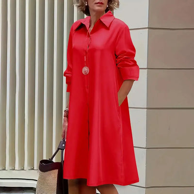 Alba® | Women's midi shirt dress with button placket