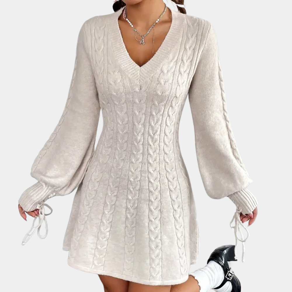 Acantha® | V-neck dress with puff sleeves for women