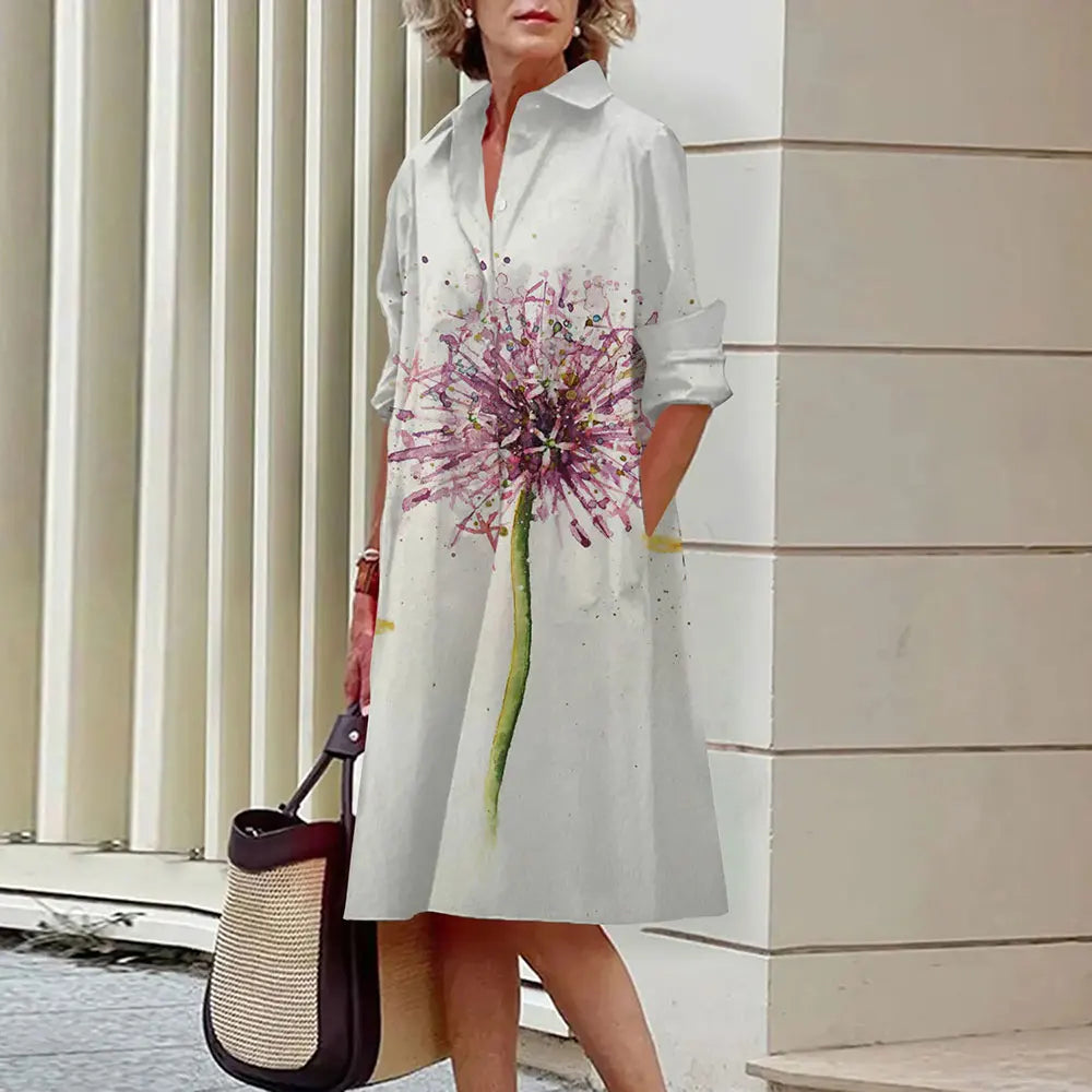 Alba® | Women's midi shirt dress with button placket